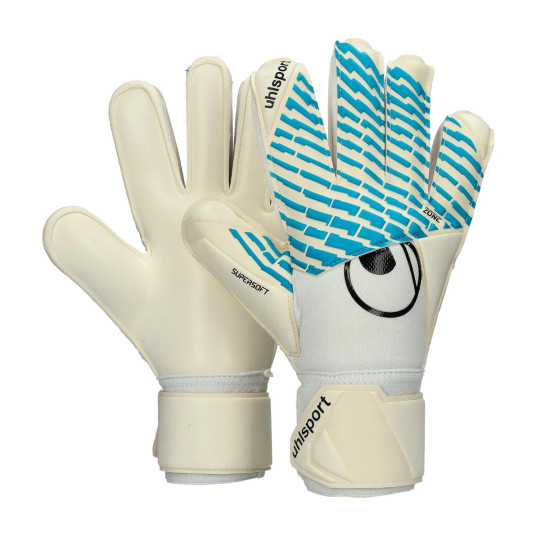 Guante de porteros Uhlsport Fangmaschine Cybertec Supersoft White-Ciber cyan