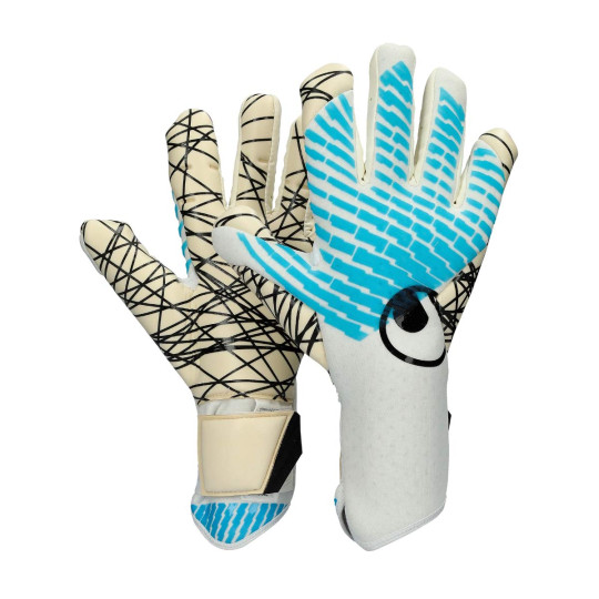 Guante de porteros Uhlsport Fangmaschine Cybertec Ultragrip Hn White-Ciber cyan