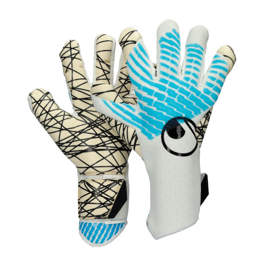 Guante de porteros Uhlsport Fangmaschine Cybertec Ultragrip Skin White-Ciber cyan