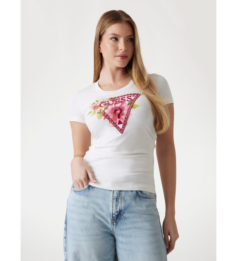 Guess Camiseta Triangle Beads blanco
