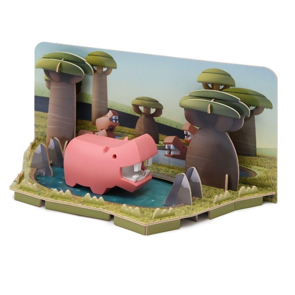 Puzzle 3D imantado Halftoys - Diorama Set Hippo