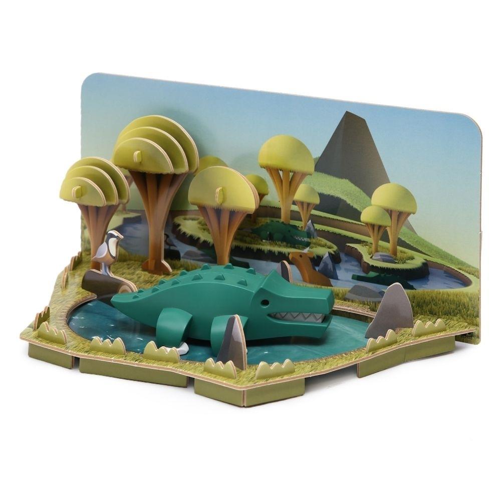 Puzzle 3D imantado Halftoys - Diorama Set Crocodile