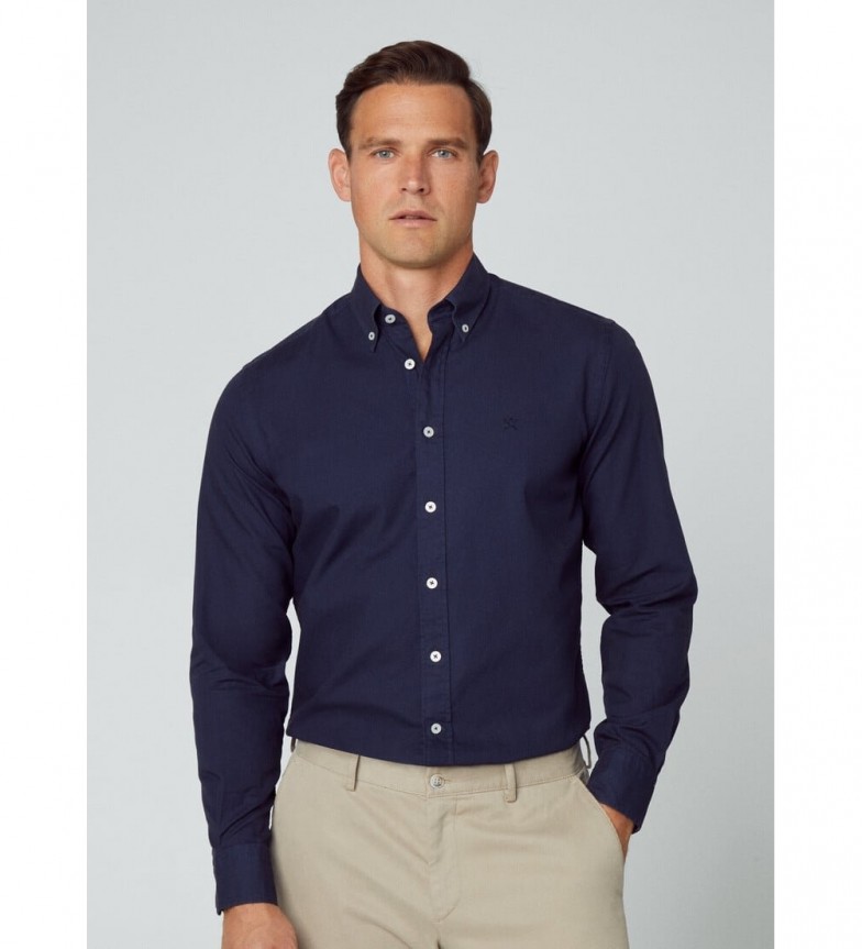 Hackett London Camisa Garment Dyed marino
