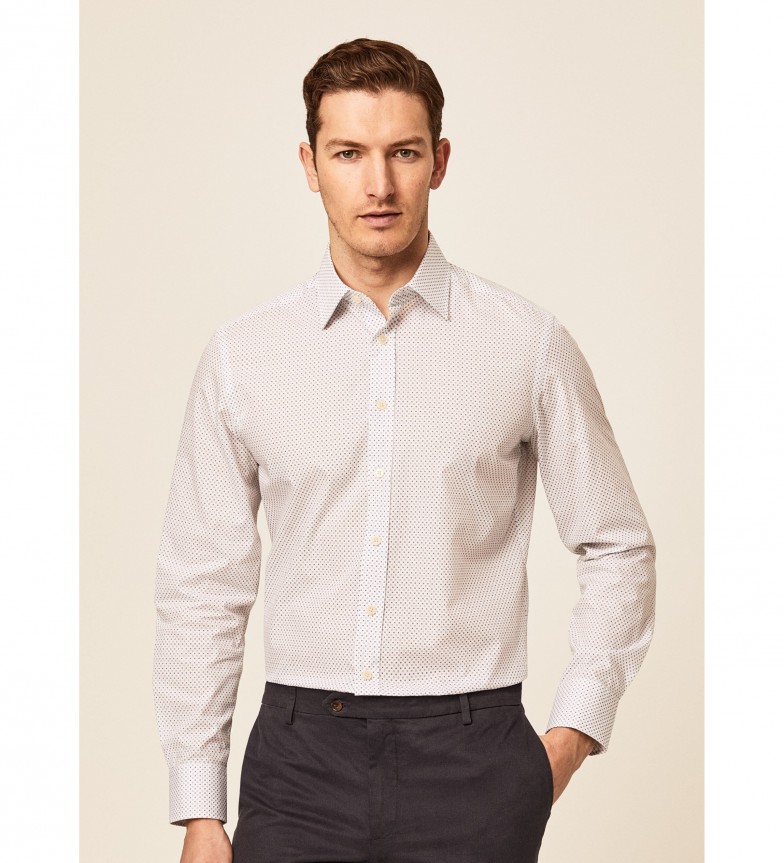 Hackett London Camisa Geometric blanco
