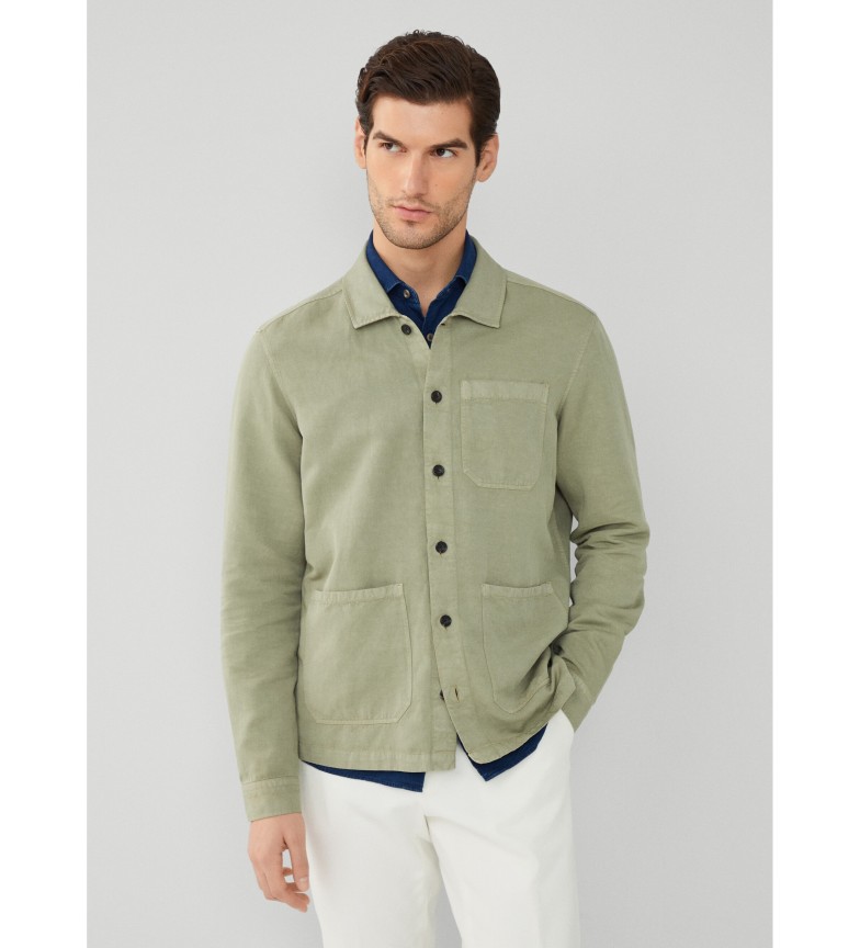 Hackett London Camisa Linen Overshirt Verde