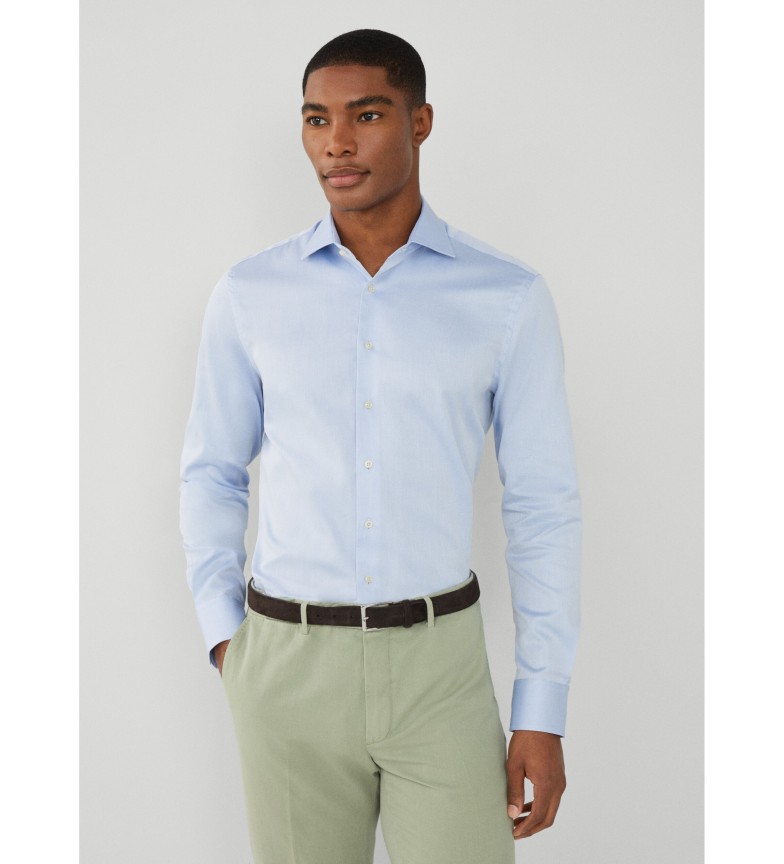 Hackett London Camisa Dobby Texture azul
