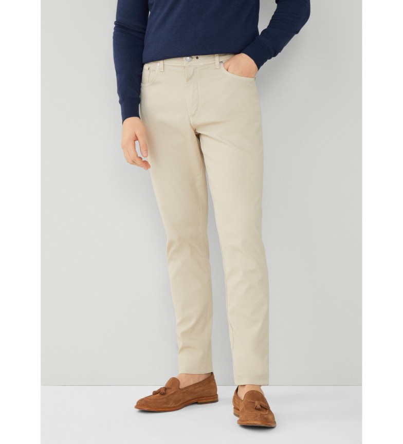 Hackett London Pantalón Texture 5 Bolsillos beige