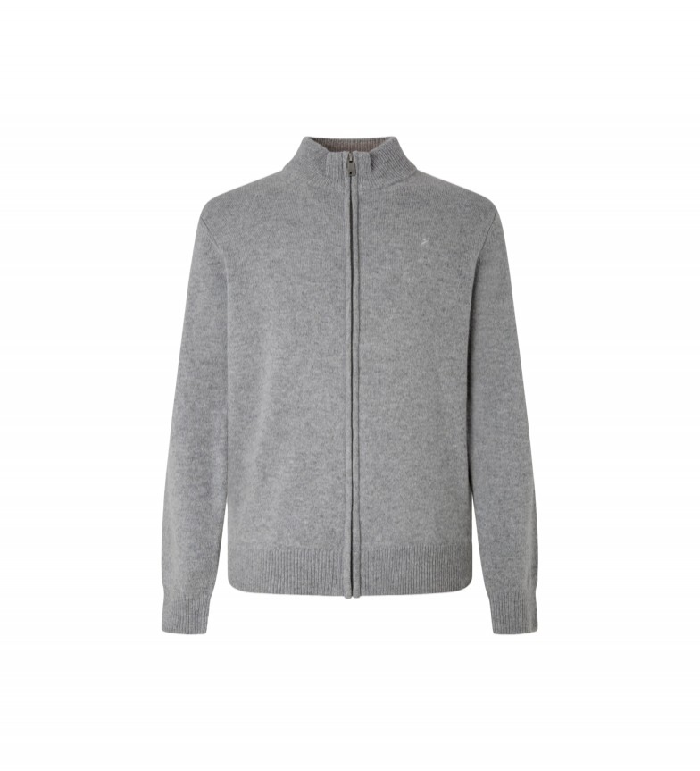 Hackett London Jersey Lambswool Fzip gris