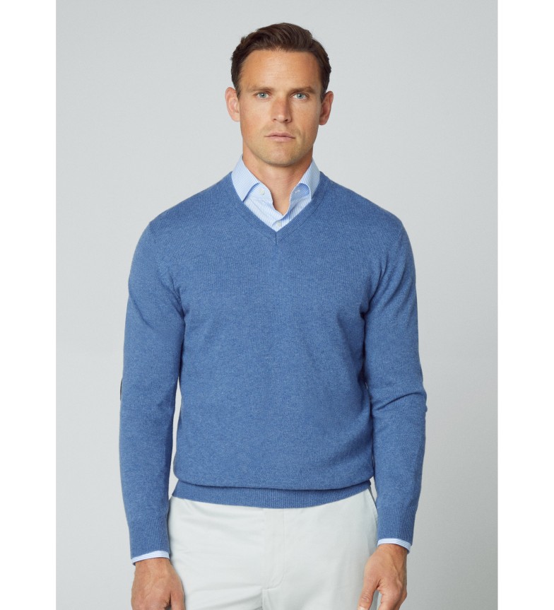 Hackett London Jersey Merino Cash Mix V azul
