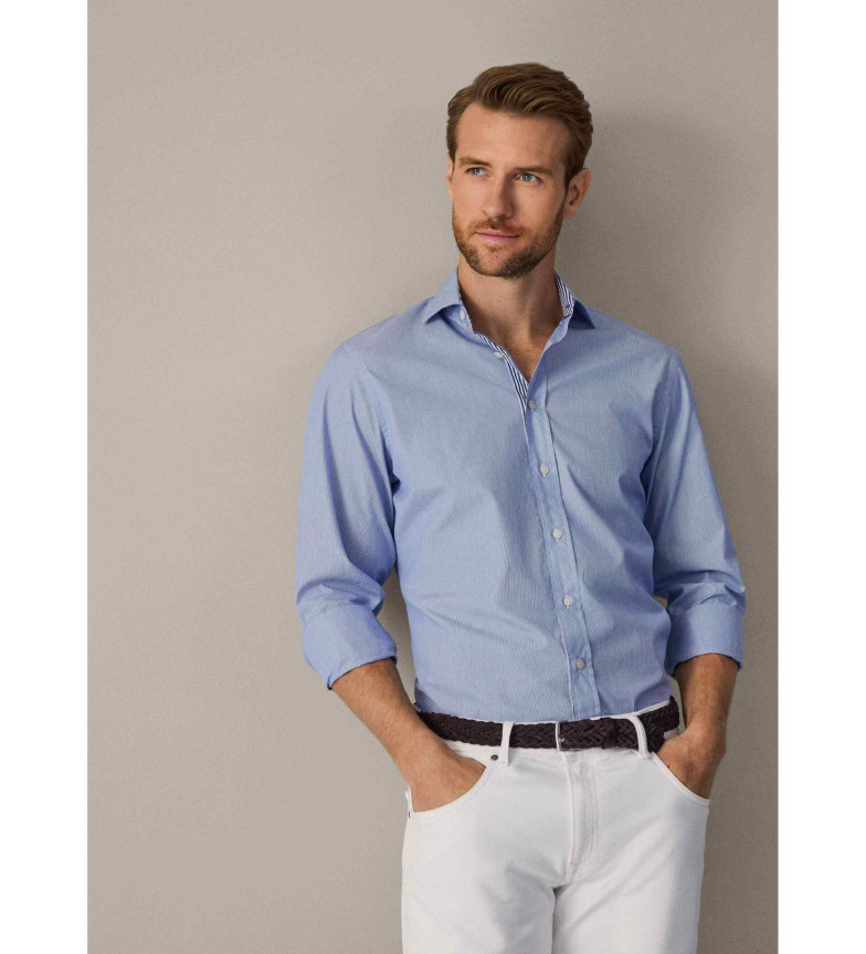 Hackett London Camisa rayas finas fit clásico azul