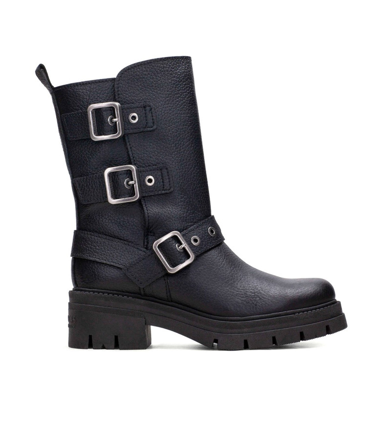 Hispanitas Botas de piel Bolero negro
