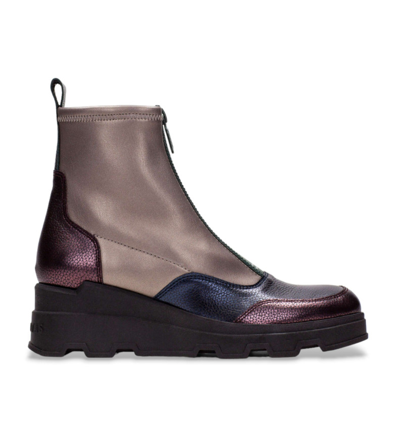 Hispanitas Botines de piel con cuña bronce