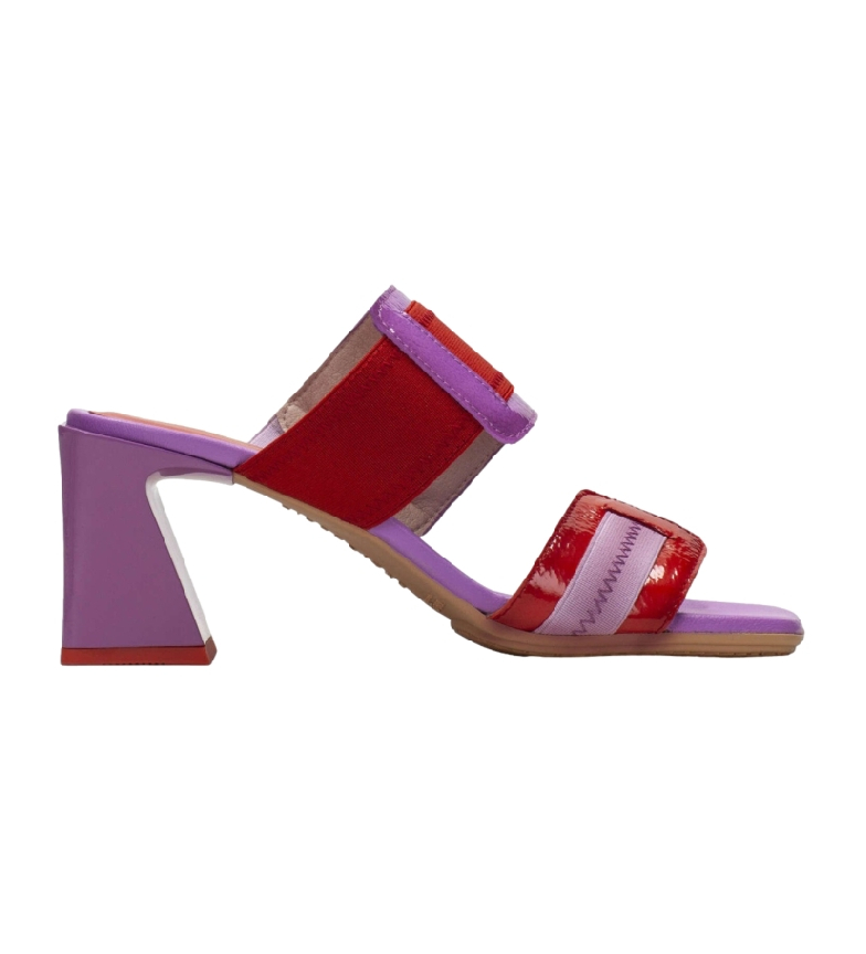 Hispanitas Sandalias de piel Mallorca lila, rojo -Altura tacón 6.5cm-