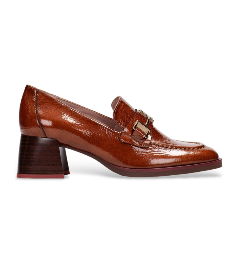 Hispanitas Zapatos de tacón de piel tiras marrón