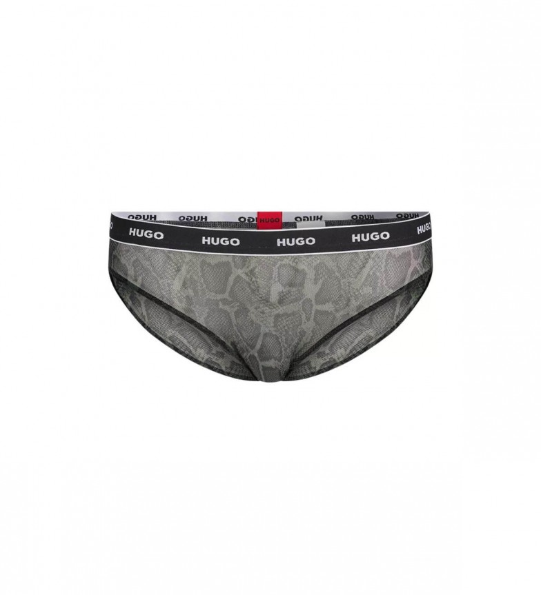 HUGO Braguitas de malla con estampado de serpiente verde grisaceo