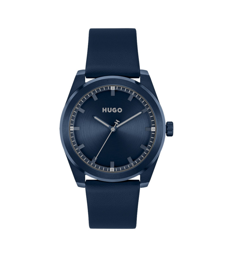 HUGO Reloj de piel Bright azul