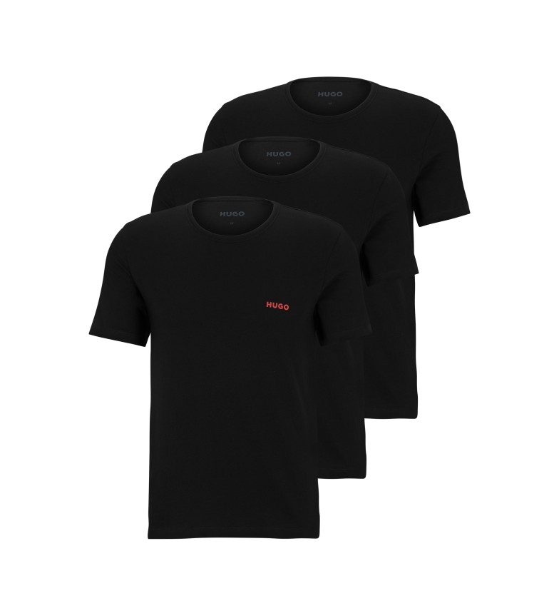 HUGO Pack 3 Camisetas Interiores Algodón negro