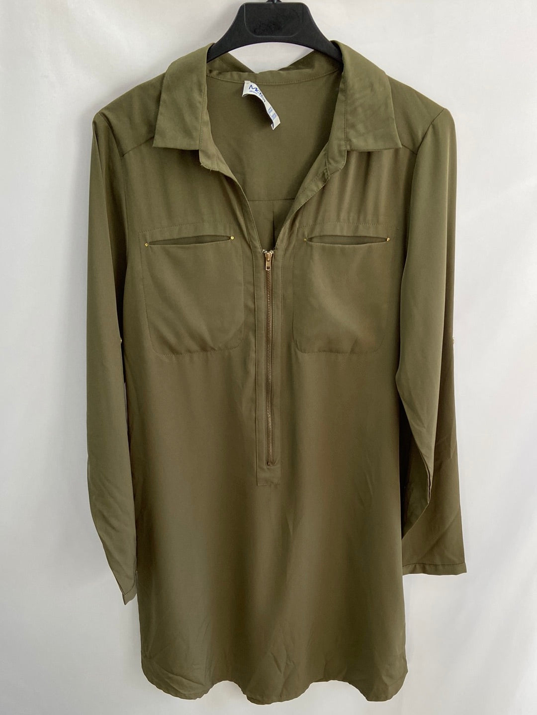 M'BM.Vestido camisero verde caqui T.38