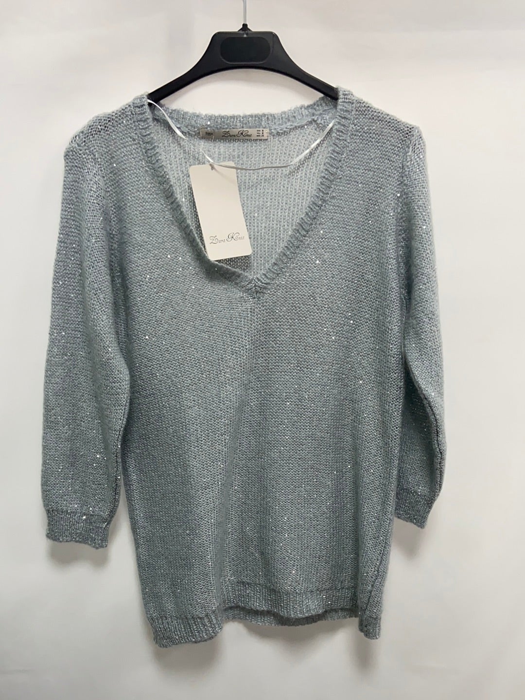 ZARA. Jersey azul celeste lentejuelas T.m