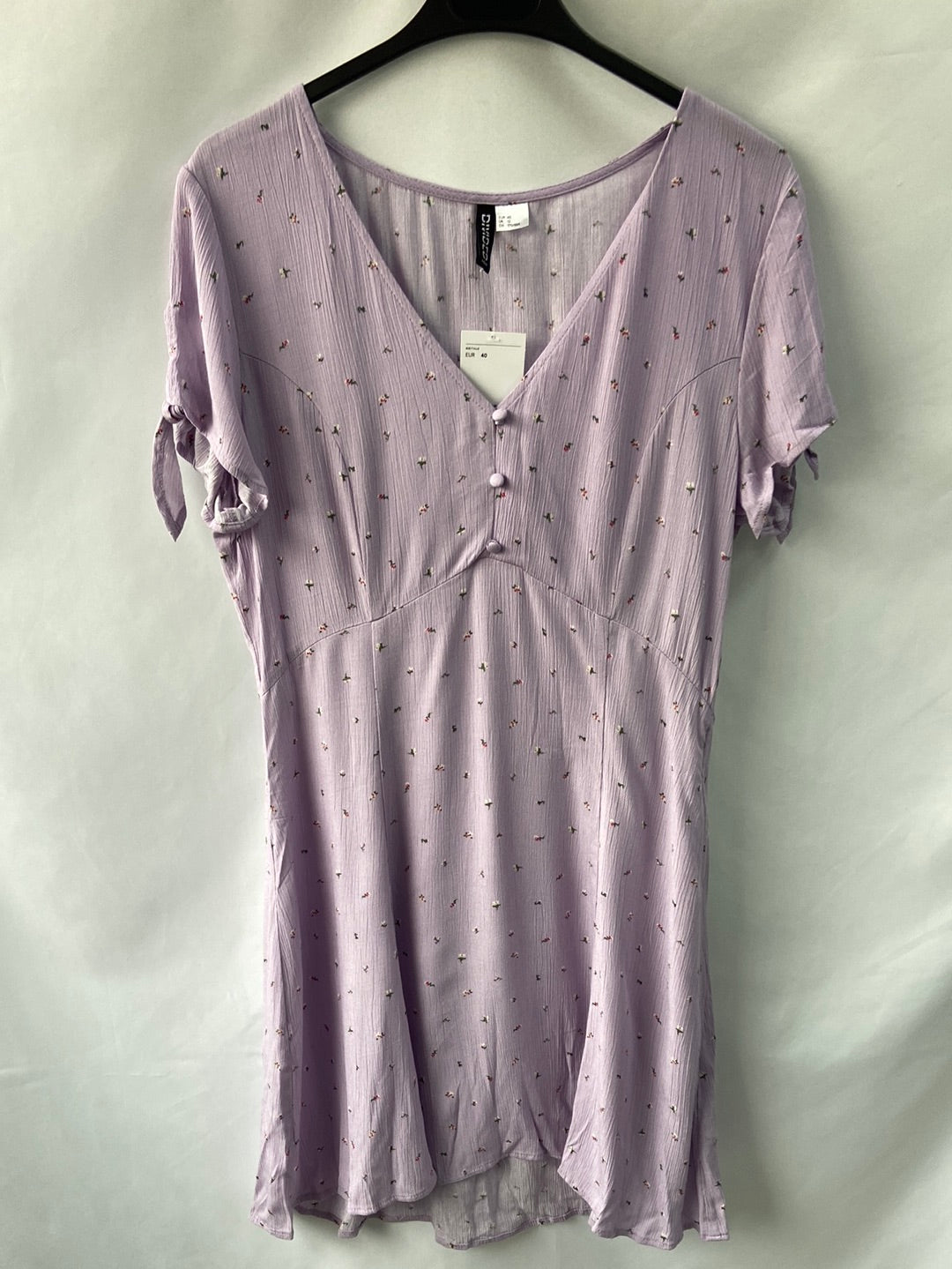 H&M.Vestido lila corto flores T.40