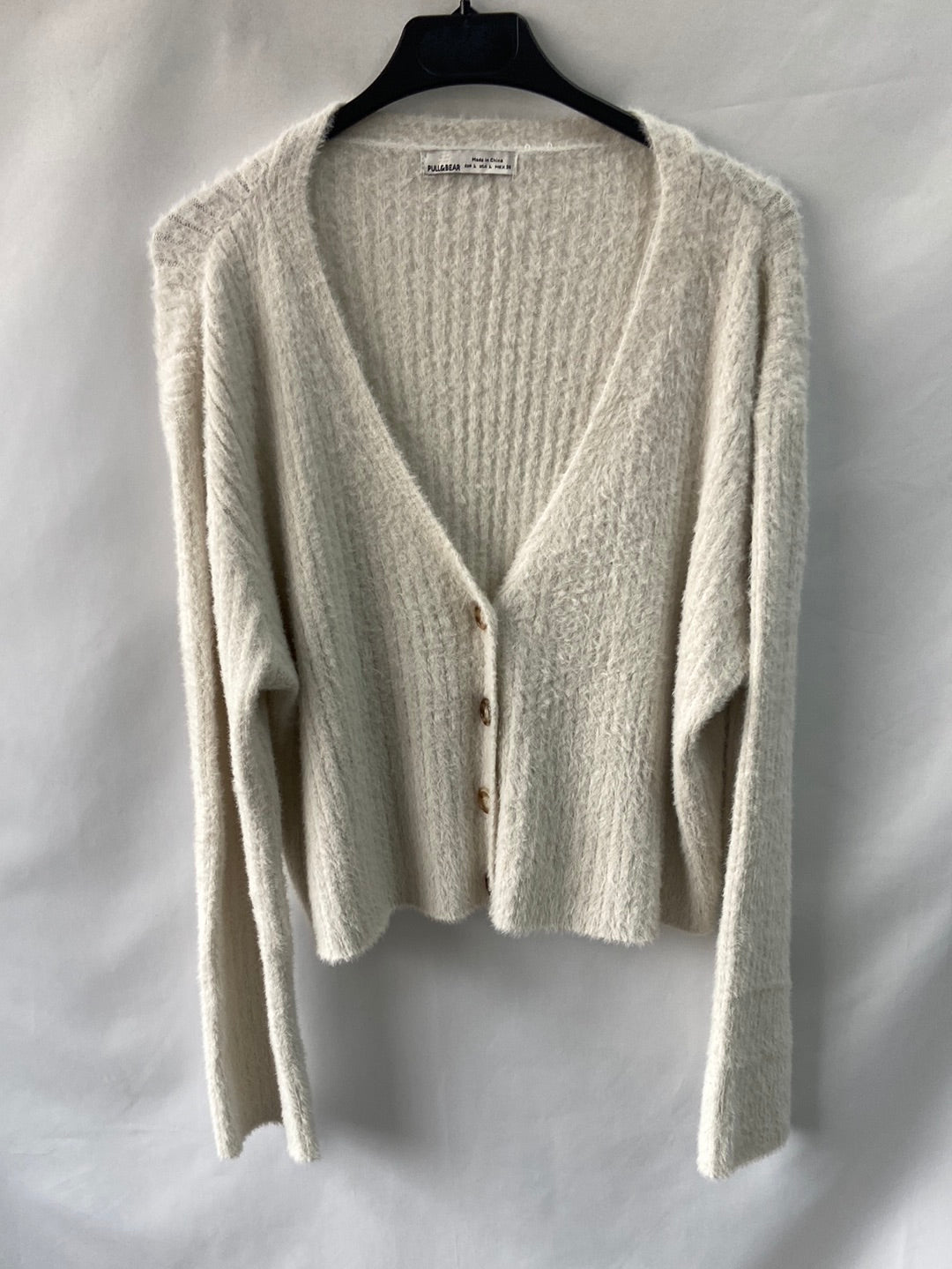 PULL&BEAR.Rebeca punto pelito beige T.L