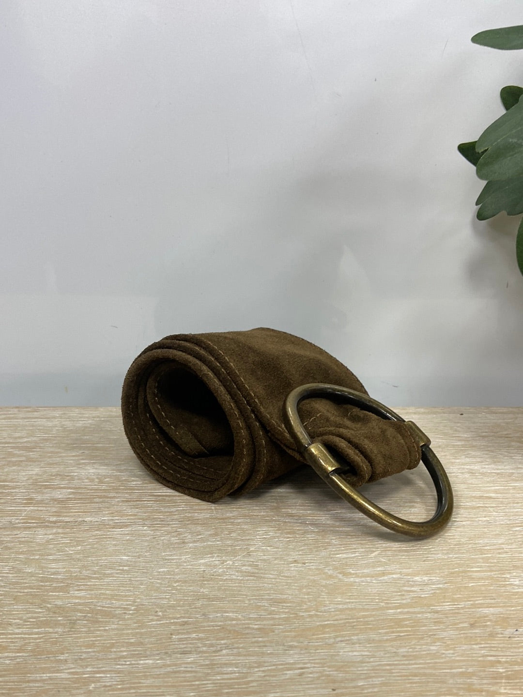 MASSIMO DUTTI. Cinturon de piel marrón T. 75