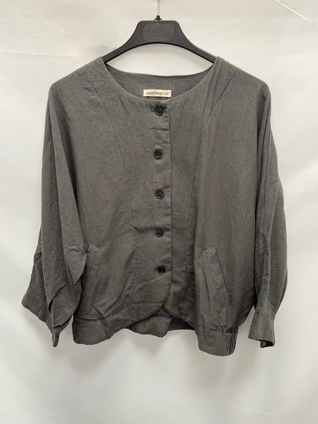 RENATTA&GO. Blusa rayas gris botones T.S/M