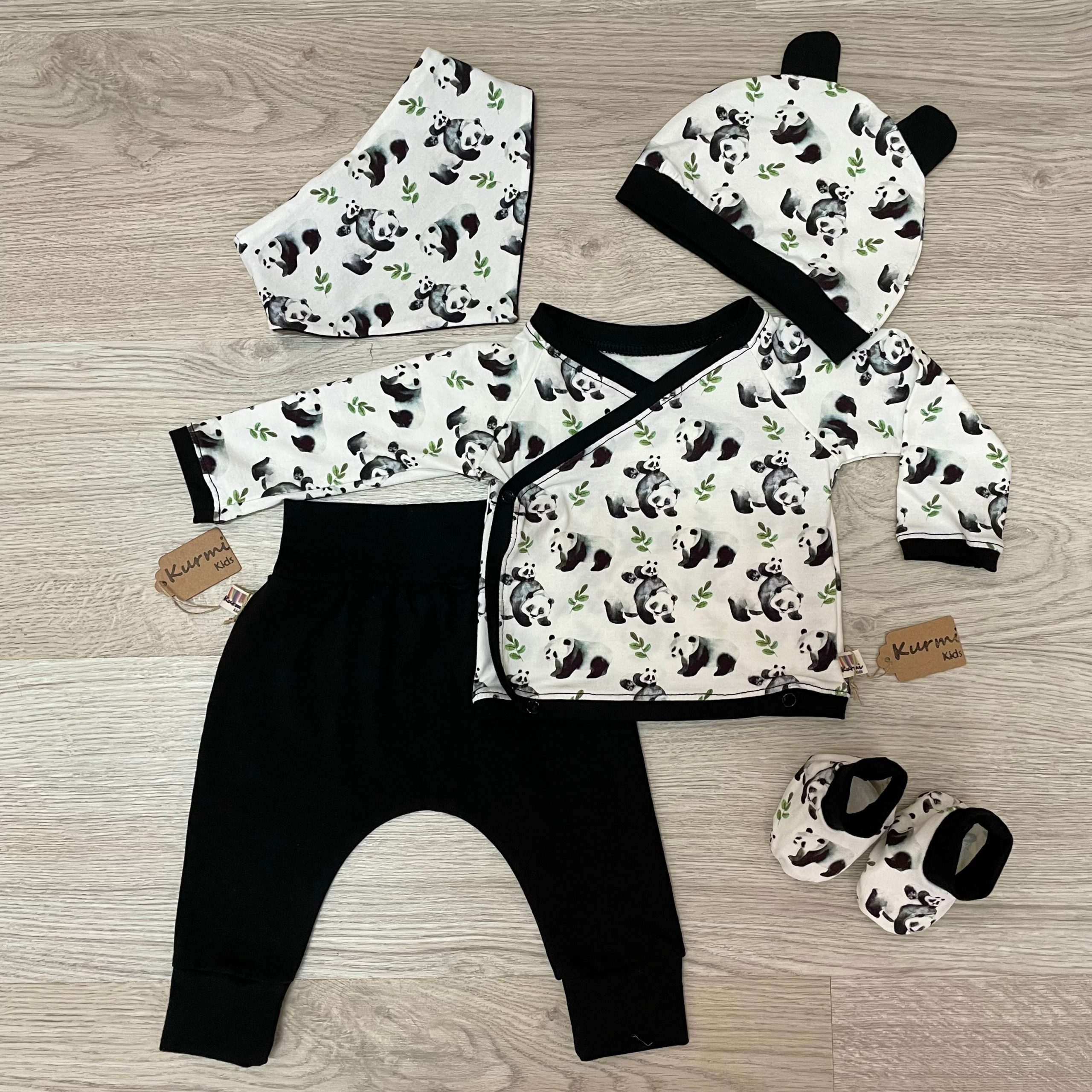 Conjunto kimono de algodón Pandas