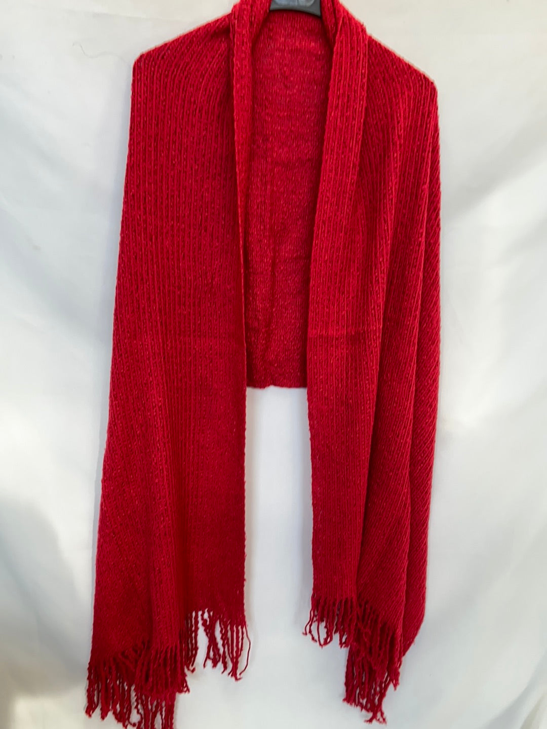 OTRAS.Bufanda rosa oscuro punto flecos