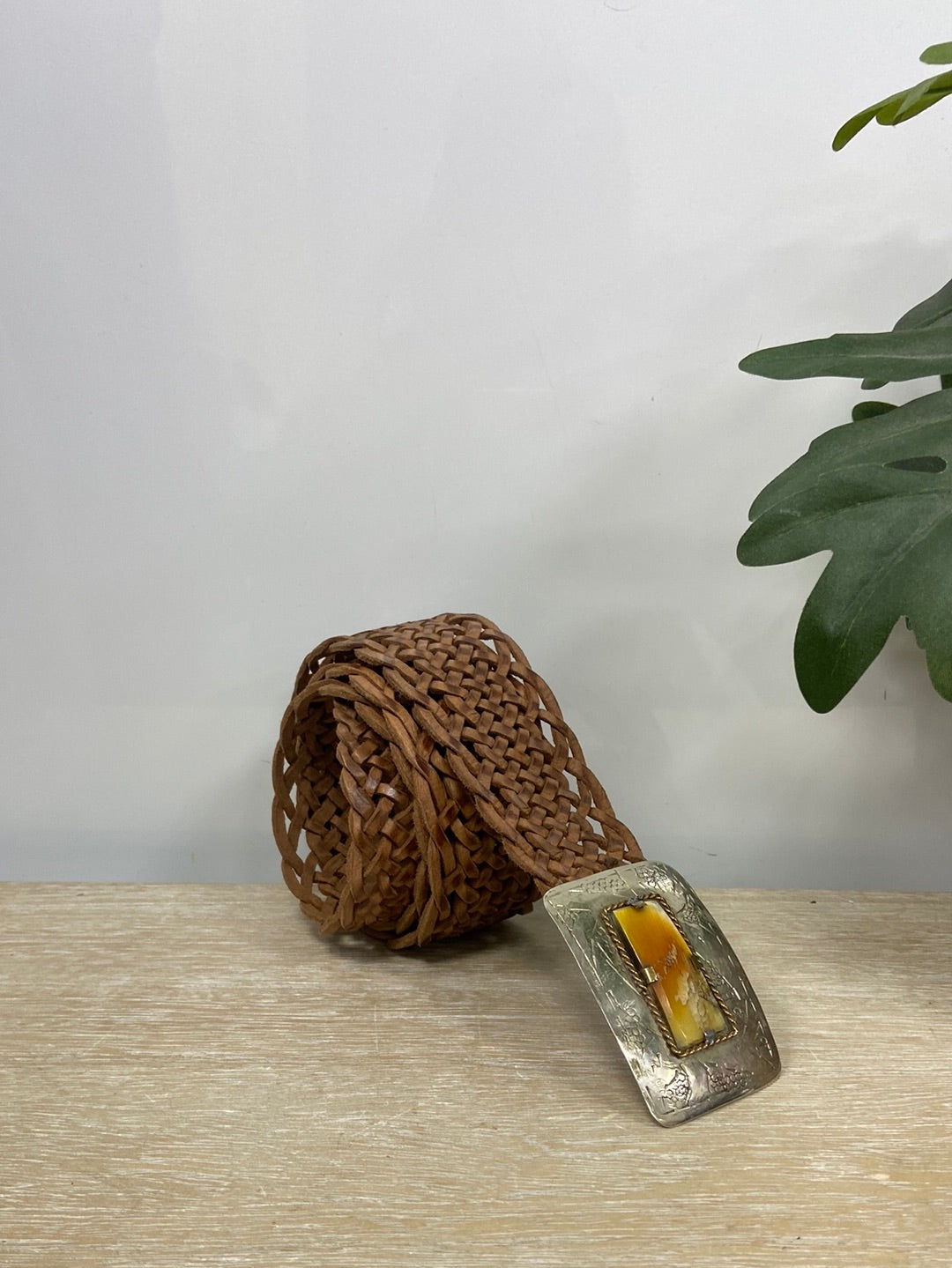 OTRAS. Cinturón trenzado Camel T.u