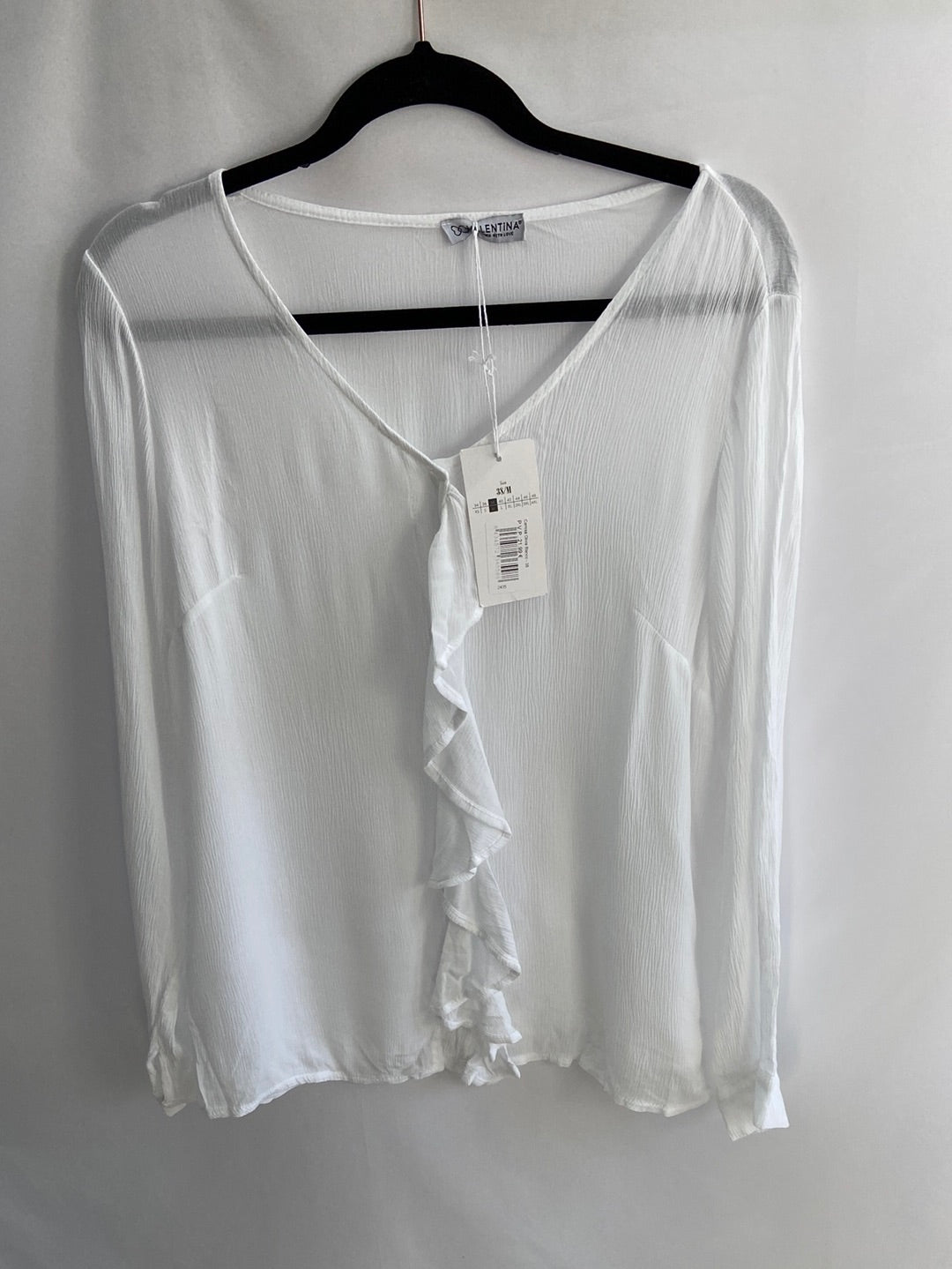 VALENTINA.Blusa blanca plisada T.m