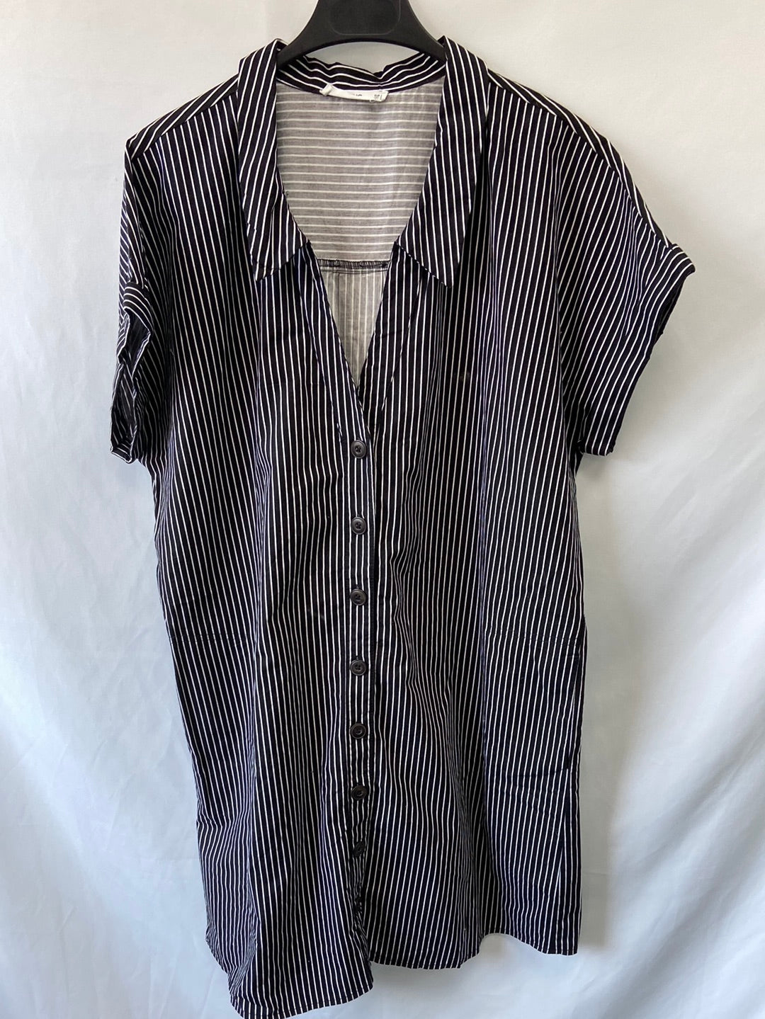 MANGO.Vestido camisero rayas T.L