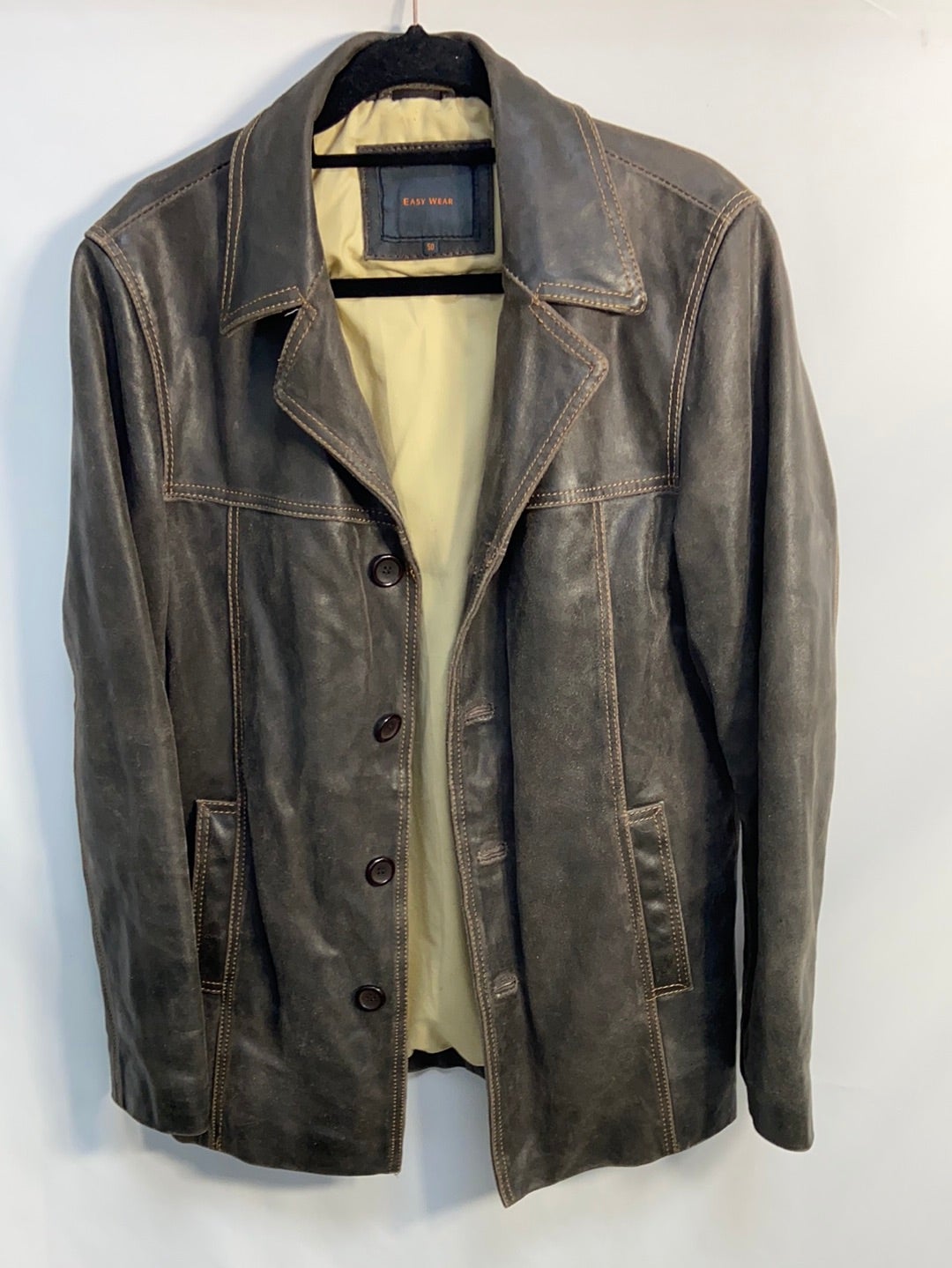 EASYWEAR.Chaqueta piel vintage oversized T.50