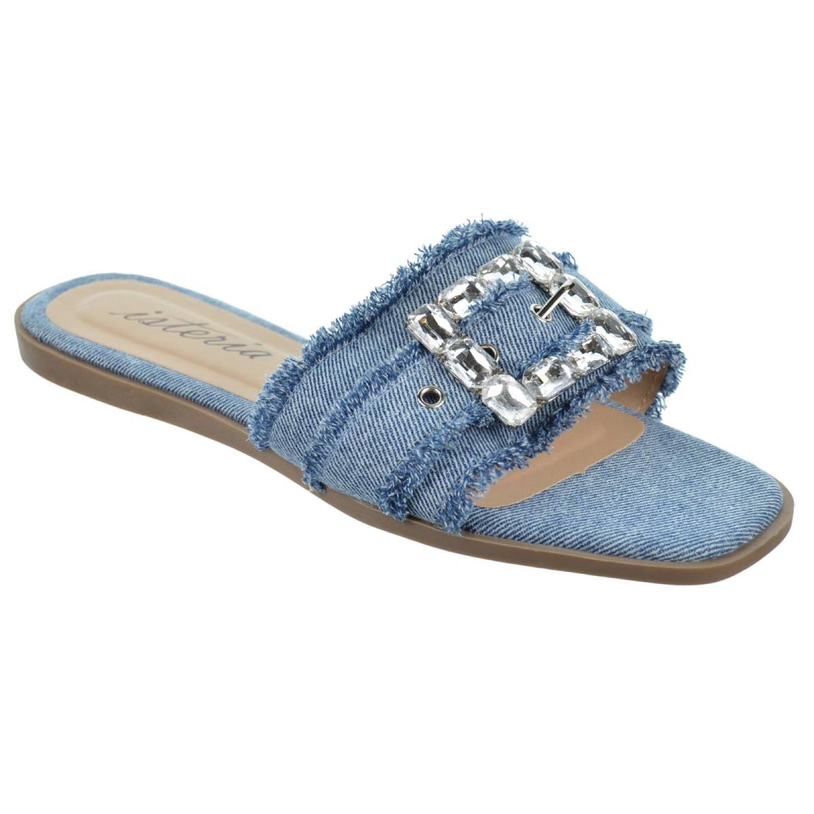 Isteria 24106 Sandalia Vaquero Acolchada Hebilla Mujer