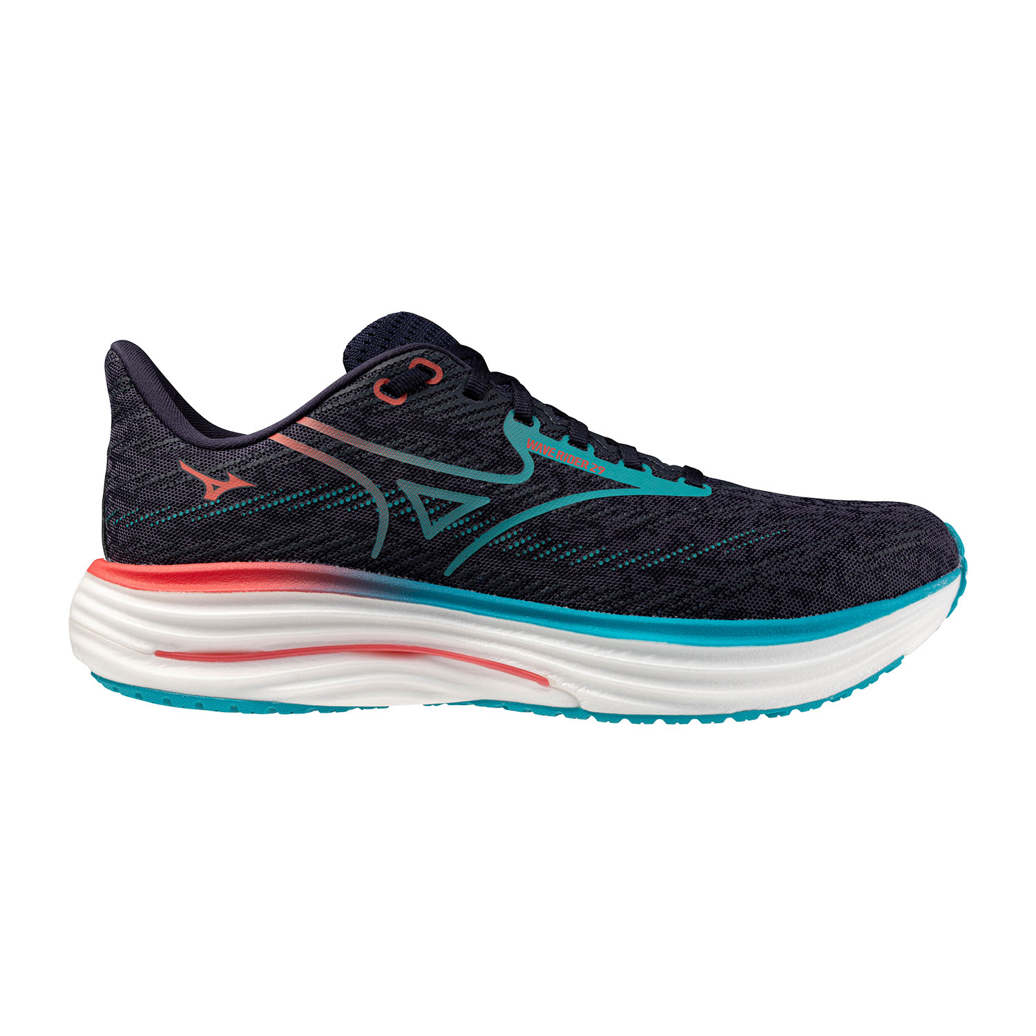 Mizuno Wave Rider 29 Zapatillas Running Neutras Hombre Odyssey Gray/Capri Breeze/Calypso Coral