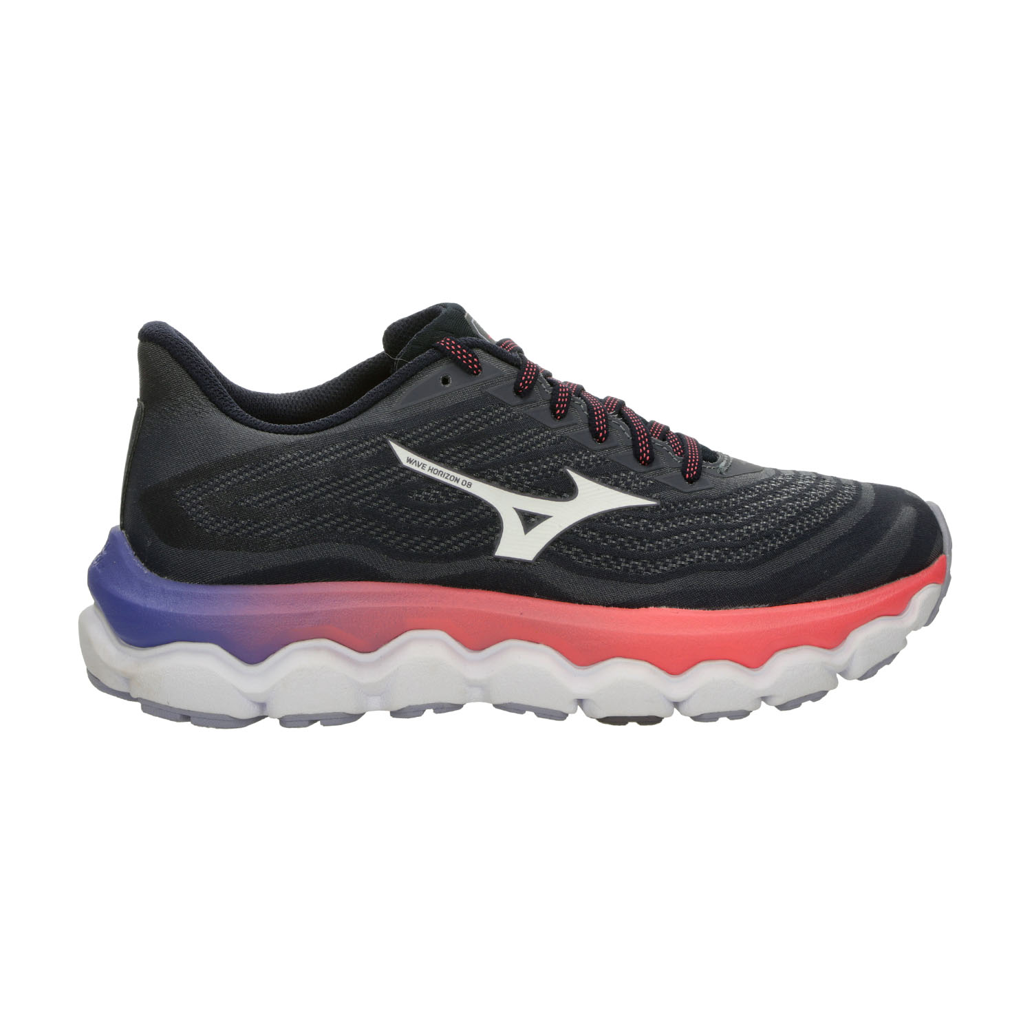 Mizuno Wave Horizon 8 Zapatillas Running Estables Mujer Odyssey Gray/White/Striking Coral