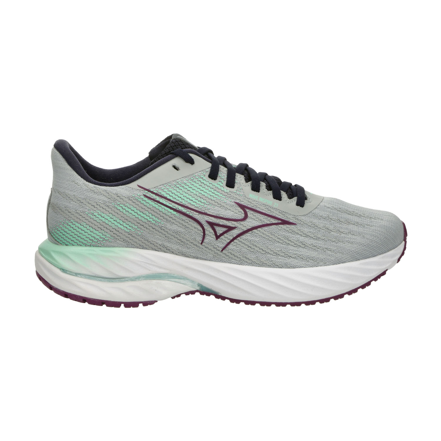 Mizuno Wave Inspire 21 Zapatillas Running Estables Mujer Pearl Blue/Dark Purple/Ice Green