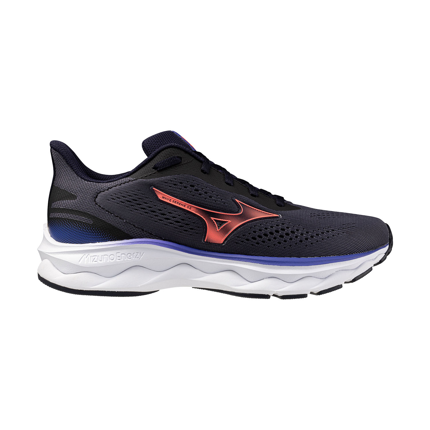 Mizuno Wave Serene 2 Zapatillas Running Neutras Mujer Baritone Blue/Striking Coral/Iris Bloom