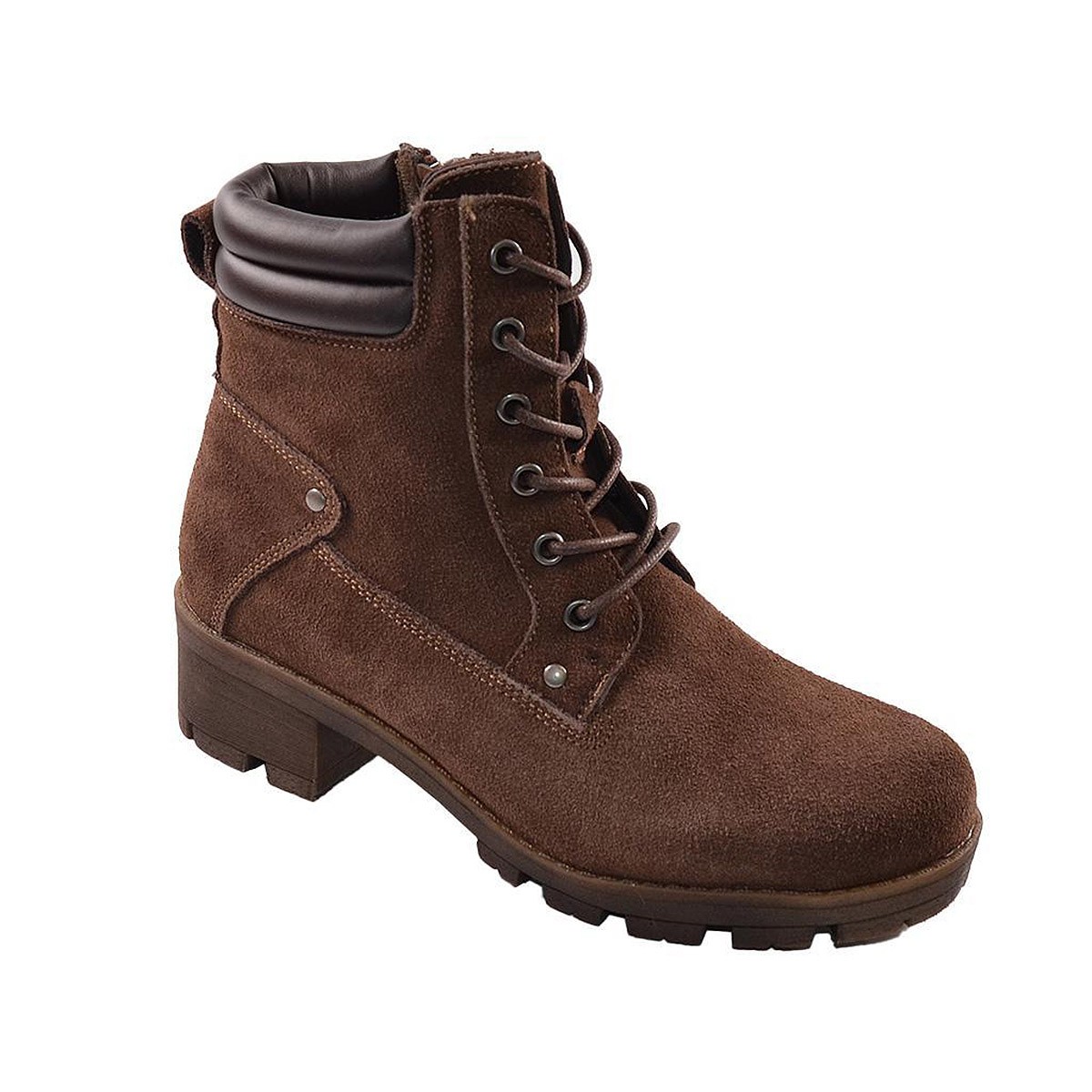 K01206 Kelara Botín Piel Serraje Cordones Cremallera Mujer Tacón