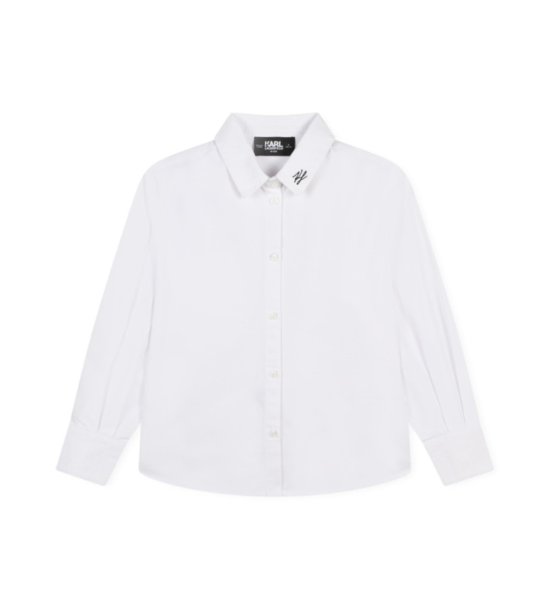 Karl Lagerfeld Camisa en sarga de nailon y algodón blanco