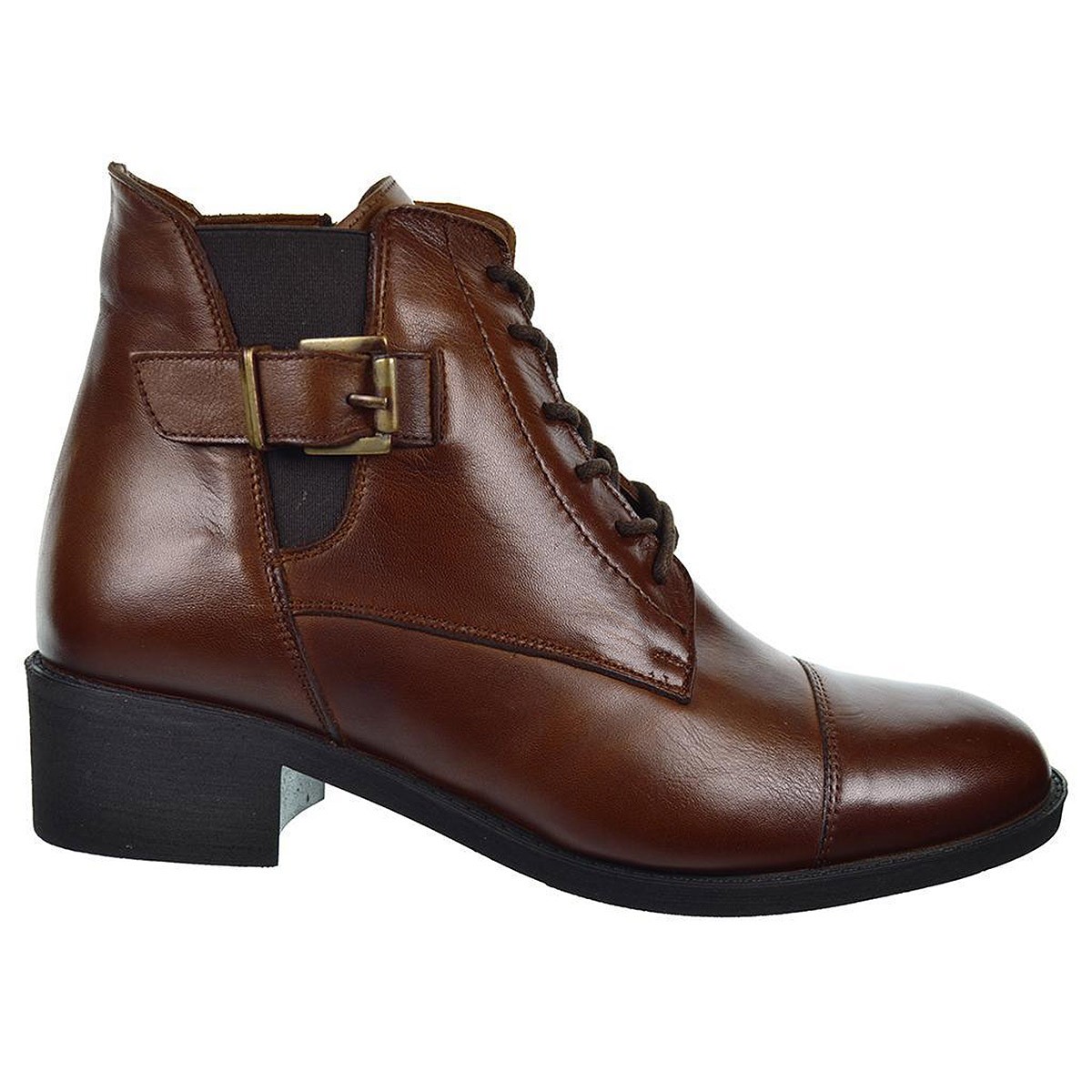 L701 Treintas 30s Botín Tacon Cordones Cremallera Mujer