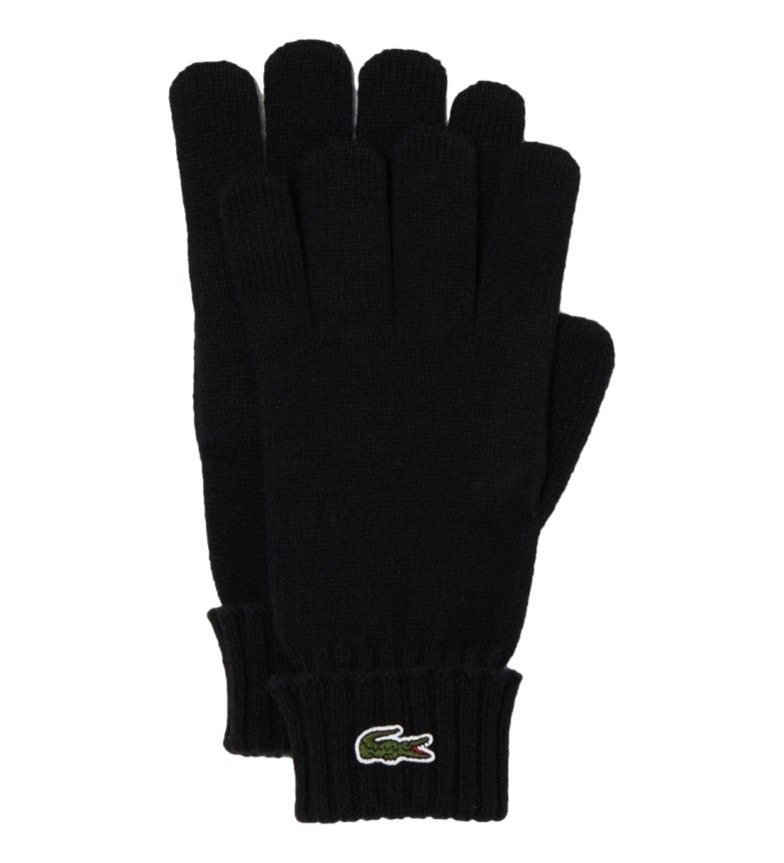Lacoste Guantes de lana logo negro