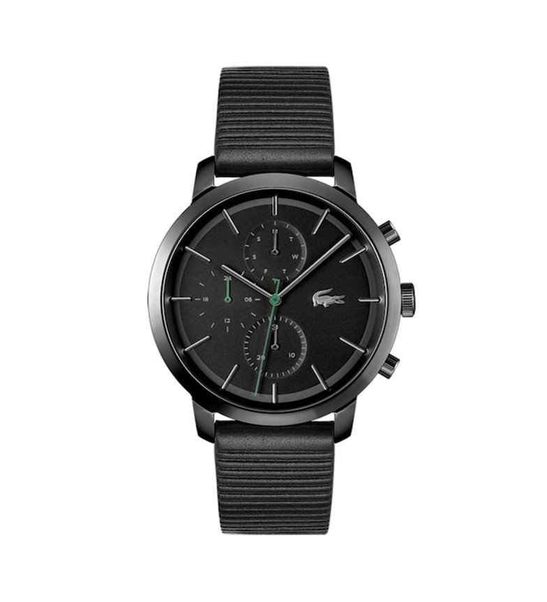 Lacoste Reloj Analógico con correa de Piel Replay negro