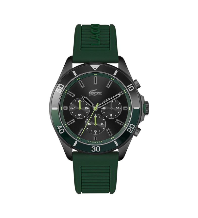 Lacoste Reloj Tiebreaker con cronógrafo y correa de silicona verde