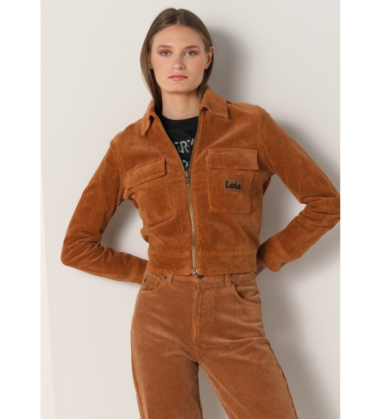 Lois Jeans Cazadora de pana plastron marrón