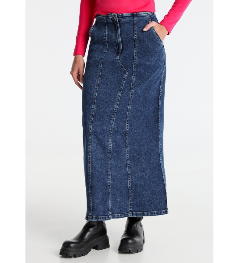 Lois Jeans Falda Midi Tejana azul