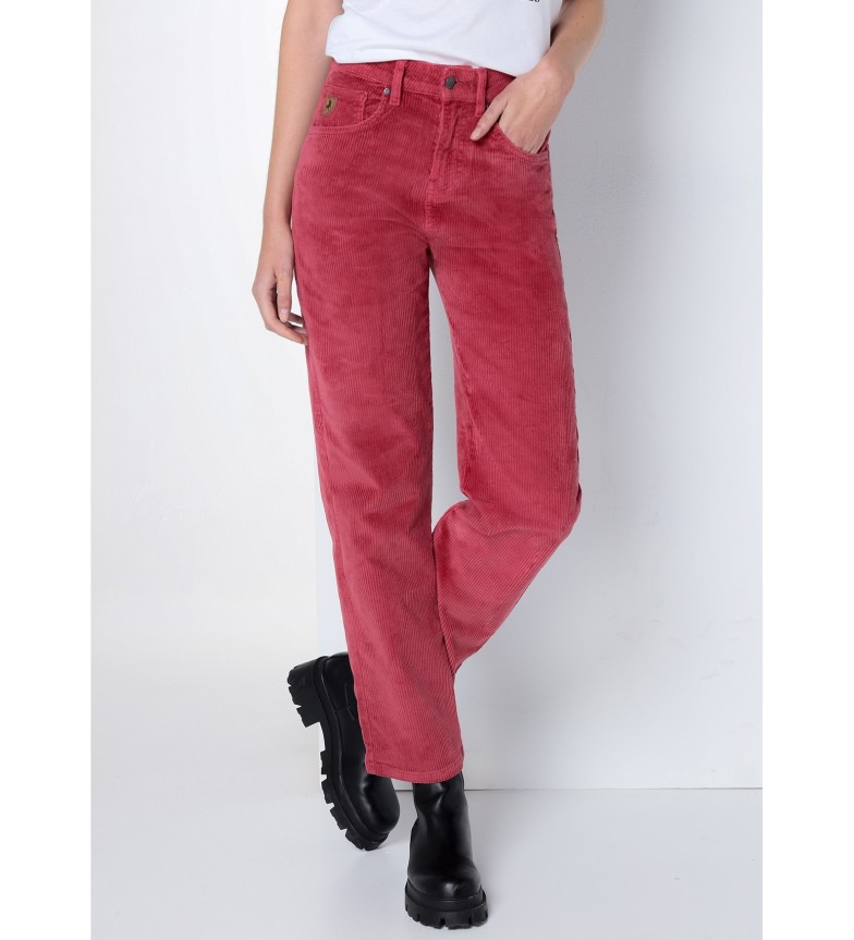 Lois Jeans Jeans cintura alta | Straight - Tiro largo Pana Gruesa burdeos