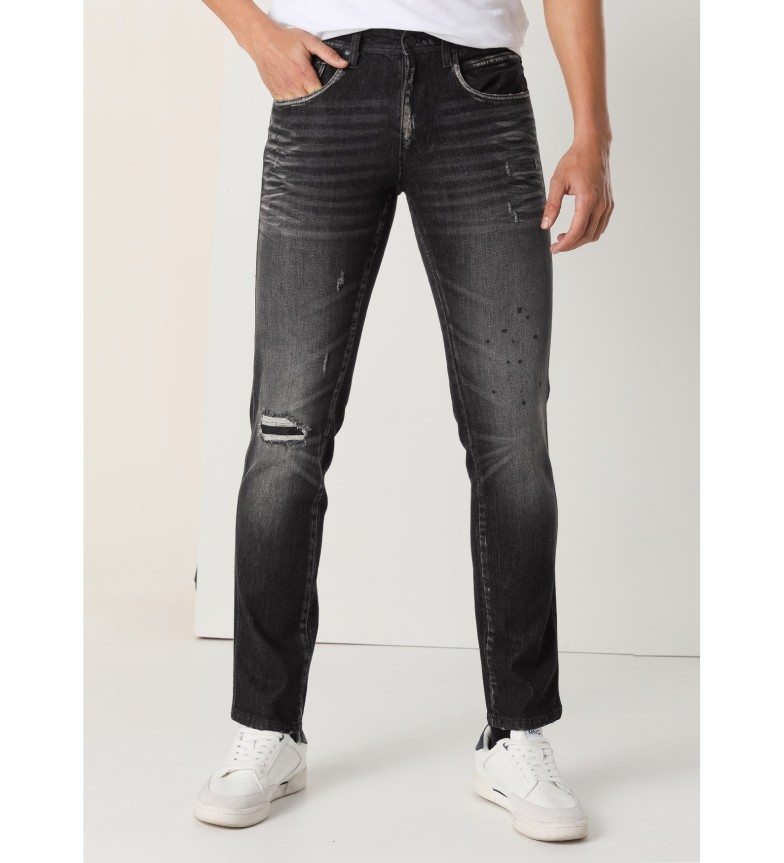 Lois Jeans Jeans Slim - Tiro medio Damage negro