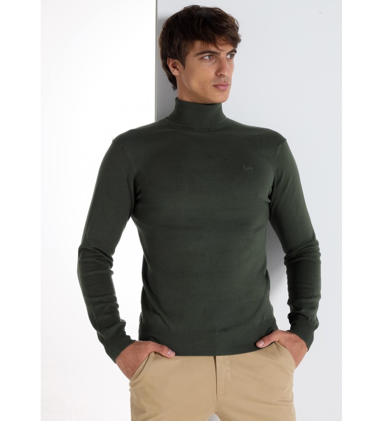 Lois Jeans Jersey basico con cuello cisne verde