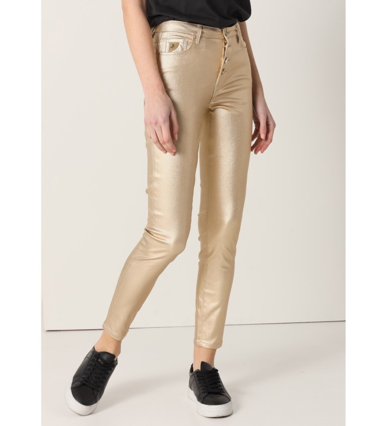 Lois Jeans Pantalones Skinny ankle Metalizado dorado